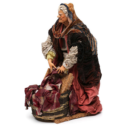 Old wash woman for Neapolitan nativity 700 style of 30 cm 3