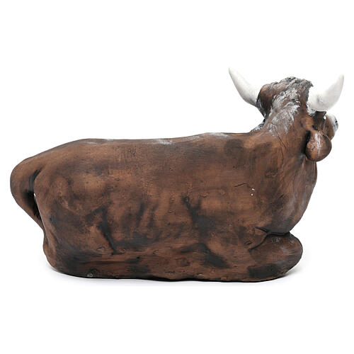 Bue in terracotta per presepe napoletano stile 700 di 30 cm 3