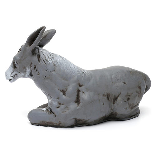 Asino in terracotta per presepe napoletano stile 700 di 30 cm 2