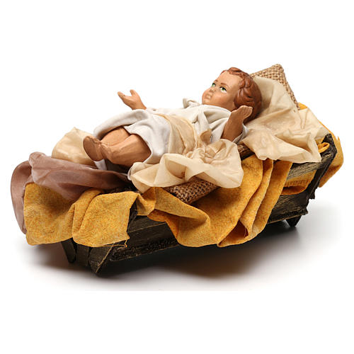 Gesù bambino in culla per presepe napoletano stile 700 di 30 cm  3