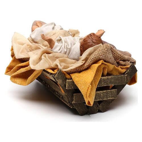 Dzieciątko Jezus w kołysce do szopki neapolitańskiej w stylu z lat 700, 30 cm 5