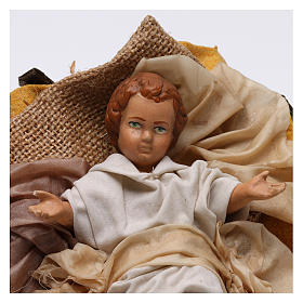 Menino Jesus no berço para presépio napolitano estilo XVIII s. com figuras altura média 30 cm
