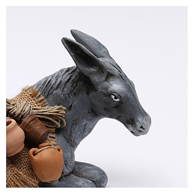 Liegender Esel mit Beladung 35cm neapolitanische Krippe