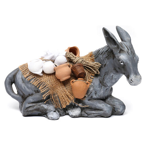 Loaded donkey for Neapolitan nativity scene 35 cm 1