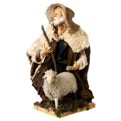 Homme avec mouton pour crèche napolitaine style XVIII de 35 cm 3