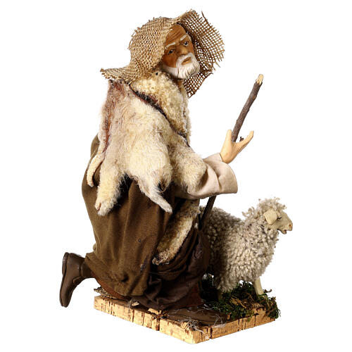 Mężczyzna z owcą do neapolitańskiej szopki stylu 700, 35cm 4