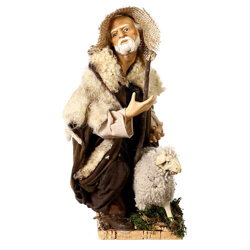 Homem com ovelha para presépio napolitano estilo '700 com figuras de 35 cm de altura média 1