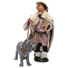 Shepherd with Mastiff Neapolitan style 700s nativity of 35 cm