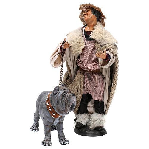 Shepherd with Mastiff Neapolitan style 700s nativity of 35 cm 1