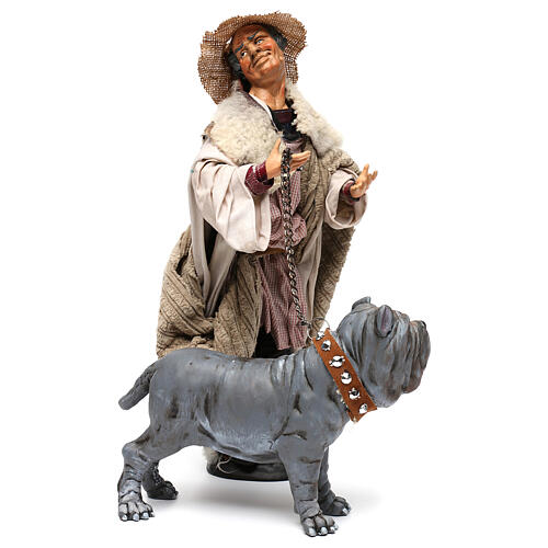 Shepherd with Mastiff Neapolitan style 700s nativity of 35 cm 5
