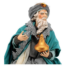 Re magio inginocchiato per presepe Napoli stile '700 da 35 cm