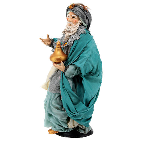 Rei Mago de joelhos em terracota para presépio Nápoles figuras altura média 35 cm 3