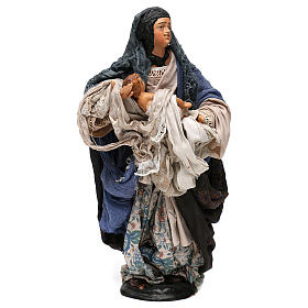 Femme avec enfant à bras pour crèche Naples style XVIII de 35 cm
