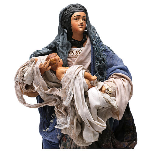 Femme avec enfant à bras pour crèche Naples style XVIII de 35 cm 2