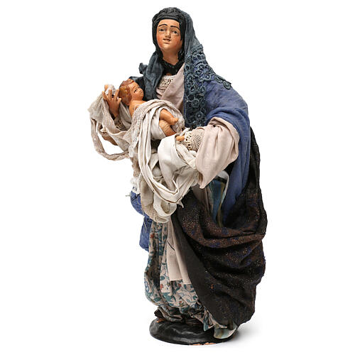 Femme avec enfant à bras pour crèche Naples style XVIII de 35 cm 3