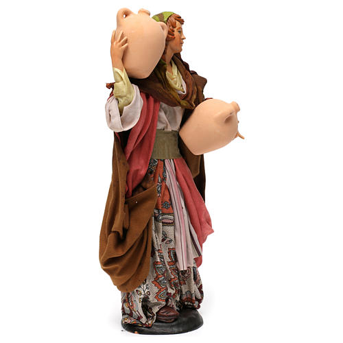 Mulher com jarras em terracota para presépio Nápoles figuras altura média 35 cm 4