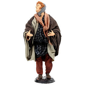 Shepherd with raised hands for Neapolitan nativity scene 35 cm