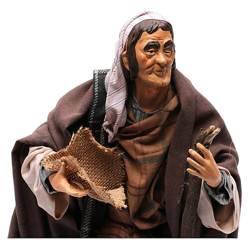 Uomo guercio con bastone per presepe Napoli stile '700 di 35 cm 2