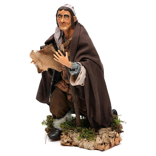 Uomo guercio con bastone per presepe Napoli stile '700 di 35 cm 3