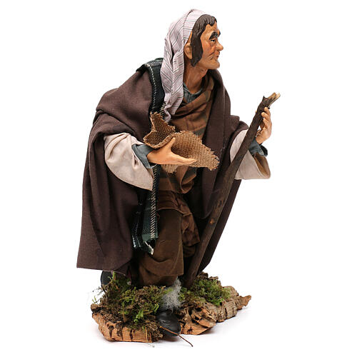 One eyed Man with Cane For Neapolitan nativity style 700s of 35 cm 4