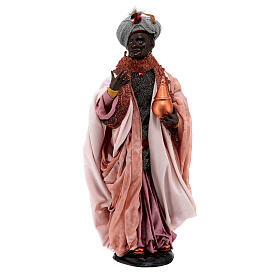 Standing dark-skinned king (Magi) for Neapolitan nativity scene 35 cm