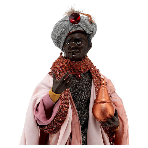 Standing dark-skinned king (Magi) for Neapolitan nativity scene 35 cm 2