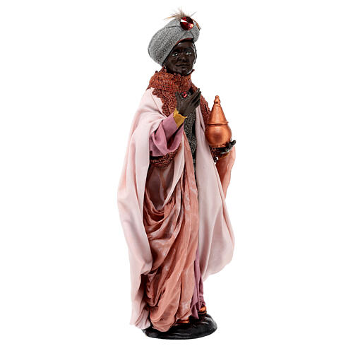Standing dark-skinned king (Magi) for Neapolitan nativity scene 35 cm 4