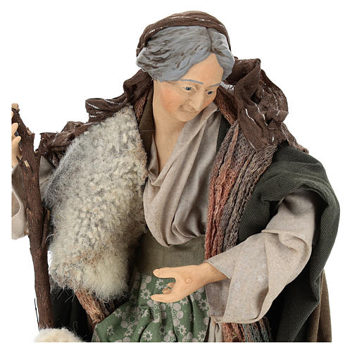 Elderly Woman with lamb for Neapolitan nativity style 700s of 35 cm 2