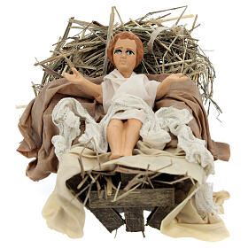 Gesù bambino in culla per presepe napoletano stile 700 30 cm