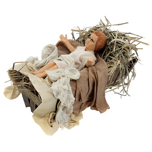 Gesù bambino in culla per presepe napoletano stile 700 30 cm 2