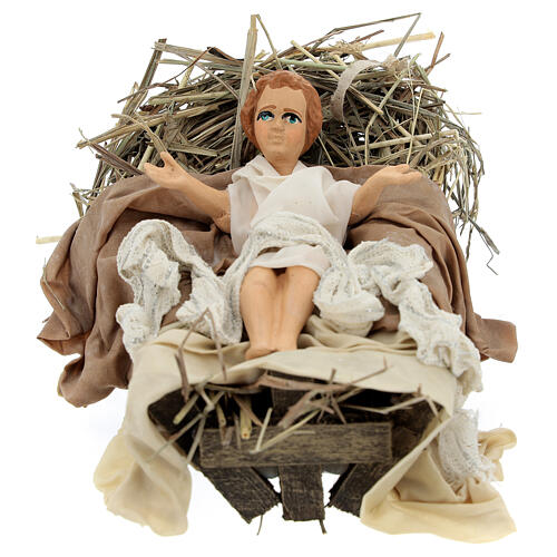 Dzieciątko Jezus w kołysce neapolitańskiej szopka styl '700, 30 cm 1
