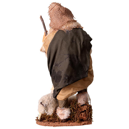 Pecoraio con due pecore per presepe Napoli stile '700 di 30 cm 6
