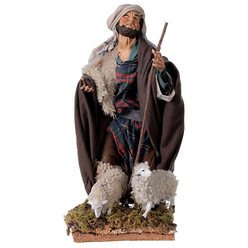 Sheep herder with two sheep for nativity Neapolitan style 700s of 30 cm 1