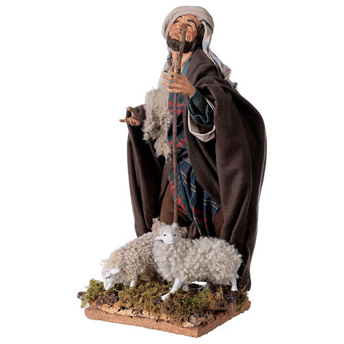 Sheep herder with two sheep for nativity Neapolitan style 700s of 30 cm 3