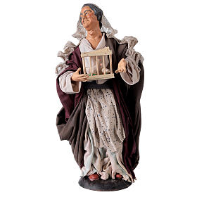 Donna con cesto di uova e oche per presepe Napoli stile '700 di 30 cm