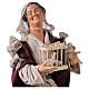Mulher com cesta de ovos e gansos numa gaiola para presépio napolitano com figuras de 30 cm de altura média s2