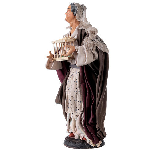 Woman with Basket of Eggs and Geese for nativity Neapolitan style 700s of 30 cm 3
