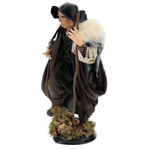 Shepherd with Walking Stick in hand for nativity Neapolitan style 700s of 30 cm 3
