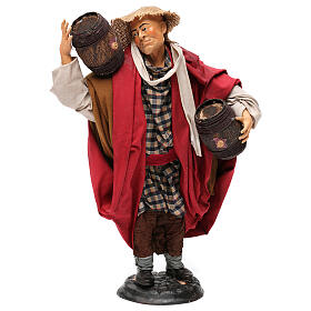 Uomo con botti di vino per presepe napoletano stile '700 di 30 cm