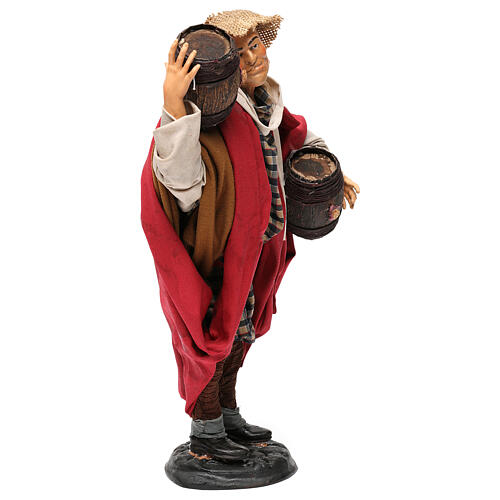Mężczyzna z beczkami wina do szopki neapolitańskiej w stylu z XVIII wieku 30 cm 4