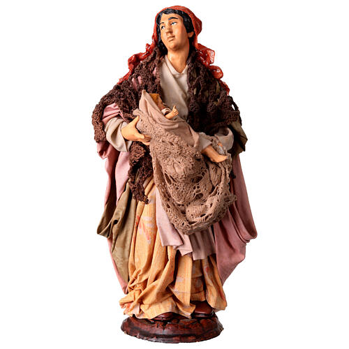 Mamma con bimbo in braccio per presepe Napoli stile 700 di 30 cm 1