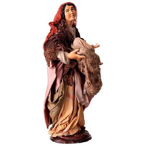 Mamma con bimbo in braccio per presepe Napoli stile 700 di 30 cm 3