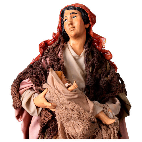 Mamma con bimbo in braccio per presepe Napoli stile 700 di 30 cm 4