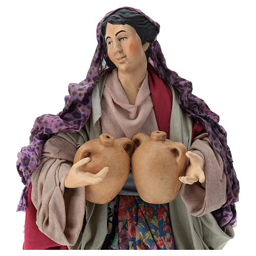 Pastorinha com jarras na mão para presépio napolitano estilo '700 com figuras de 30 cm de altura média 2