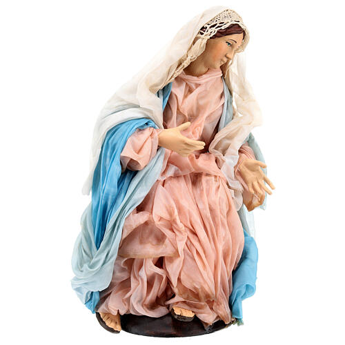 Virgen sentada de terracota para belén Nápoles estilo 700 de 30 cm de altura media 5