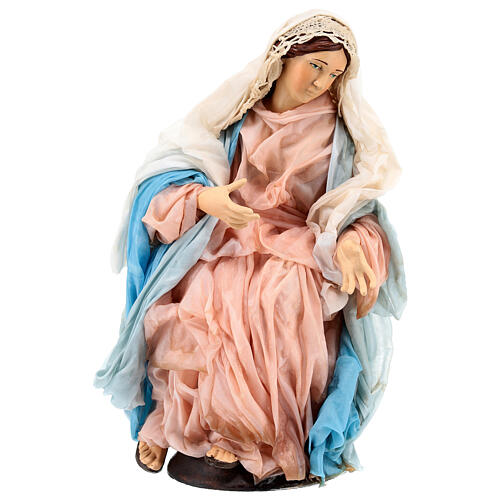 Madonna seduta in terracotta per presepe Napoli stile 700 di 30 cm 1