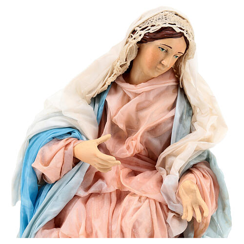 Madonna seduta in terracotta per presepe Napoli stile 700 di 30 cm 4