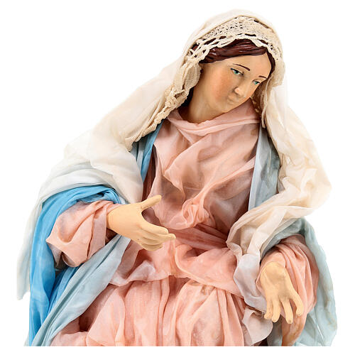 Madonna siedząca, z terakoty do szopki neapolitańskiej w stylu '700, 30 cm 4