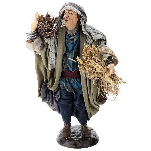 Shepherd with bundles of straw for Neapolitan nativity style 700 of 30 cm 1