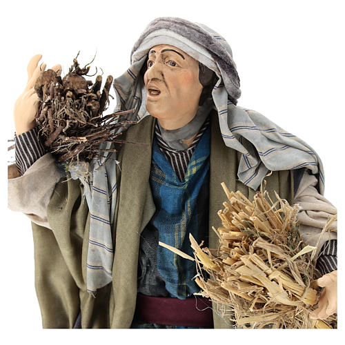 Shepherd with bundles of straw for Neapolitan nativity style 700 of 30 cm 2